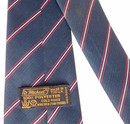 Vintage St Michael tie 1970s striped blue British Made Marks and Spencer